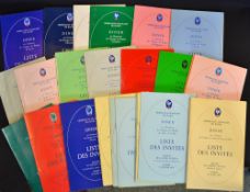 27x France Rugby Union dinner guest lists from the late 1970/90s - including all Five Nations to