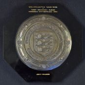 1954 Charity Shield black Bakelite plaque date 29 Sep 1954 Wolverhampton Wanderers v West Bromwich