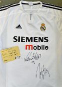 2003 Ronaldo and Roberto Carlos Signed Real Madrid Football Shirt replica size XL, short sleeve