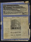 1936/1937 Watford v Reading football programme dated 20 March 1937, Division 3 (S) match. Poor,