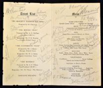 Rare 1930 Great Britain v Canterbury signed rugby dinner menu - held at Warner's Hotel