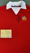 1970 George Best Signed Manchester United Football Shirt replica red, short sleeve shirt, size M,