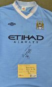 Sergio Aguero Signed Manchester City Football Shirt Title Winning Shirt short sleeve, replica,