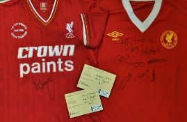 Liverpool 1977 Multi-Signed Football Shirt by Jones, Fairclough, Heighway, Keegan, Neal, Case,