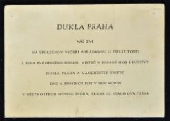 1957 Dukla Prague v Manchester United European Cup match dated 4 December 1957, invitation for Roger