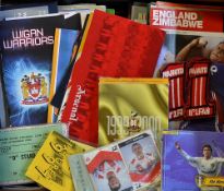 Box of Mixed Sporting Ephemera content includes programmes magazines, newspapers, some tickets