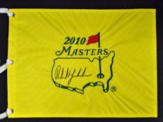 2010 U.S Masters Golf Championship pin flag signed by the winner Phil Mickelson - overall 13.5