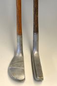 2x Alloy Putters including a Cassidy's Vee mallet head with raised aiming line and an unusual slim