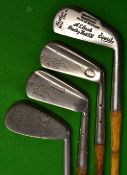 4x Rustless Irons including a mashie niblick by George Nicoll stamped Peter McEwan, a pair of