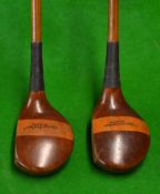 Pair of fine left hand range finder stripe topped, bore through Drivers with central brass sole