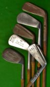 6x assorted irons to incl 3x Maxwells an iron, mid iron and a jigger, a Zenith Mashie, 2x Spalding