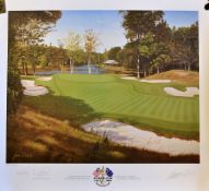 1999 Ryder Cup Golf signed colour print by Graeme Baxter - artist proof of 3rd Green Brookline