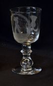 Large crystal ware rumer/goblet engraved with early Vic Scottish golfer 