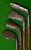 3x SMF Irons to include a patent round back lofting iron, a mashie by Anderson, a late rut