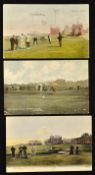 3x early St St Andrews golf links coloured postcards c.1905 to include 