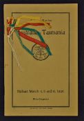 Scarce 1926 Australia v Tasmania Programme and Scorecard played at Hobart March 4-6 1926 contains