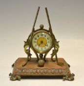 Vic Golfing mantle clock made by the British United Clock Co., Ltd Birmingham mounted on metal