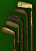 5x Assorted Putters incl' a D Anderson St Andrews concentric back bent neck and 4x brass blades
