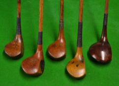 5x Various socket head woods incl a large brassie, together with 4 smaller heads incl Dreadnought