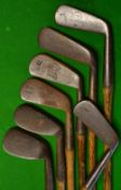 7x Various Irons and Putters including a Spalding Hammer brand mashie, an Anderson mid-iron, a C