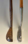 2x Putters to include a Vardon Brown small mallet head dropped toe putter with oval hosel t/w a late