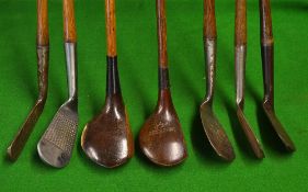 Composed half set of golf clubs to incl J.H Taylor brassie, Simpson Carnoustie 