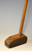 Custom made oversized wooden mallet head Putter centre shafted with attached metal face retained