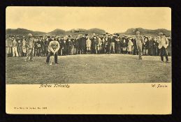 Early St Andrews golfing postcard showing Andrew Kirkcaldy and W Fernie putting out - Wrench