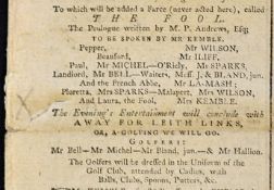 1787 The Edinburgh Evening Courant Newspaper - golf related announcement April - titled 