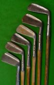6x Maxwell Irons to include 3x mashie niblicks, and 3x mashies - one with bowed shaft