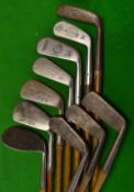 10x Assorted Irons & Putters including a Harry Vardon autograph stainless cleek, a Celtic spade