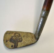 Interesting Sunday golf walking stick-fitted with a hand forged golf club handle with flanged sole