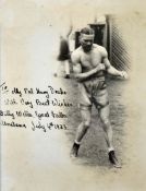 Boxing 1923 Bermondsey Billy Wells Signed Photograph Europe's Wonder Welterweight inscribed 'To my