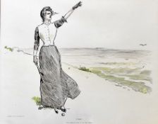 3x hand coloured Gibson style golfing prints - Copyright Life Publishing Co USA 1899 - all mf&g in