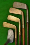 5x Assorted Putters to include a W Park of Musselburgh straight gun metal blade, another with a