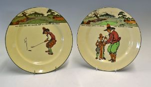2x Royal Doulton Golfing Series Ware plates - decorated with Crombie style golfing figures and