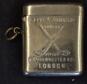 Interesting golfing advertising plated vesta - the one panel embossed with crossed golf clubs with