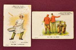 2x scarce Wm Clarke & Sons golf cigarette cards c.1900 - titled 