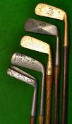 5x Various Putters to include a centre balance gun metal straight blade, a Giraffe long hosel