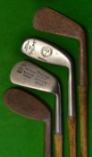 4x Assorted Irons including a large head Forgan mashie, a Rustless 'Skelpie' unusual shaped head