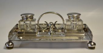 1910 Dunaverty Golf Club silver plated desktop tidy - engraved 