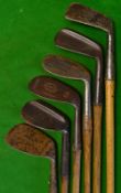 6x Various Irons including 2x Niblicks one by Spalding, a Harry Vardon mashie niblick, a Tom