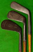 W Park of Musselburgh smf cleek with maker's mark to the shaft t/w a very deep face unusual mashie