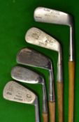 5x Assorted Rustless Clubs to incl' Anderson mid-iron, a Forgan deep faced mashie, a Terrier spade