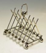Fine Croquet Toast Rack with crossed mallets and ball feet, with a hoop handle, diamond silver