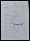 1980 Australia Centenary Tour of England Signed Cricket Team Sheet including players such as