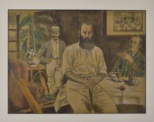'Three Great Batsmen' Cricket Watercolour Painting by Roger Marsh signed by the artist, a striking