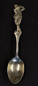 Scarce Harry Vardon golfing figure silver tea spoon - engraved to the stem March 1911