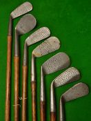 7x Assorted Irons to include an unusual deep face Sammy mashie by Anderson St Andrews, a