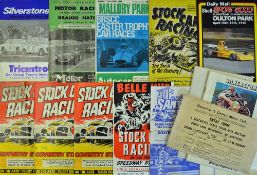 Assorted Motor Sport Programme Selection to include 1958, 1963, 1972, 1973 and 1975 Stock Car